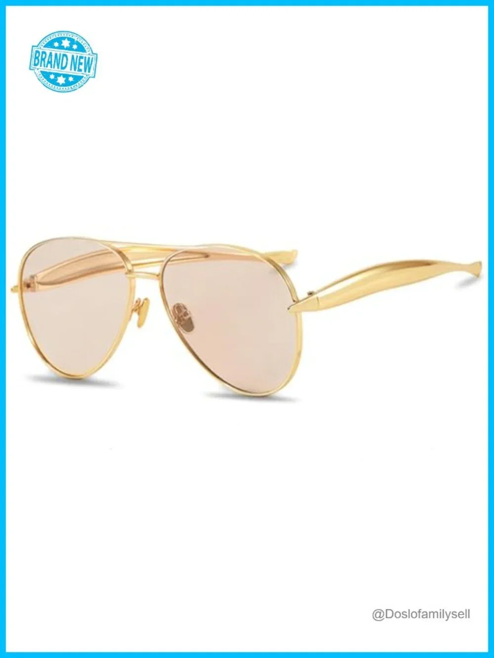 Oversized Gold-Tone Metal Aviator Sunglasses UV400 for Women Men
